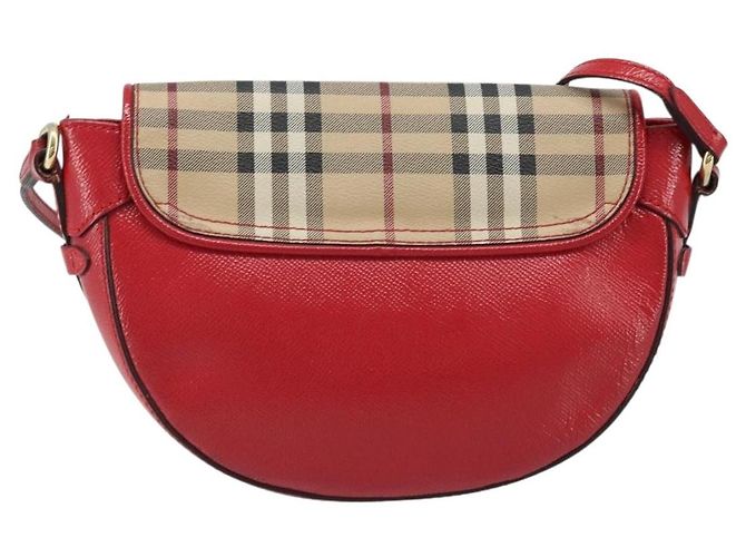 Borsa a Spalla Burberry Nova Check PVC Beige Oro Auth 172792 D'oro - vista 3