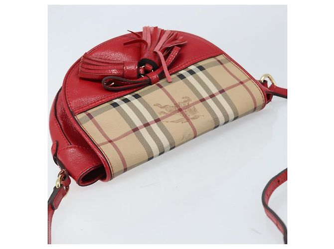 Borsa a Spalla Burberry Nova Check PVC Beige Oro Auth 172792 D'oro - vista 6