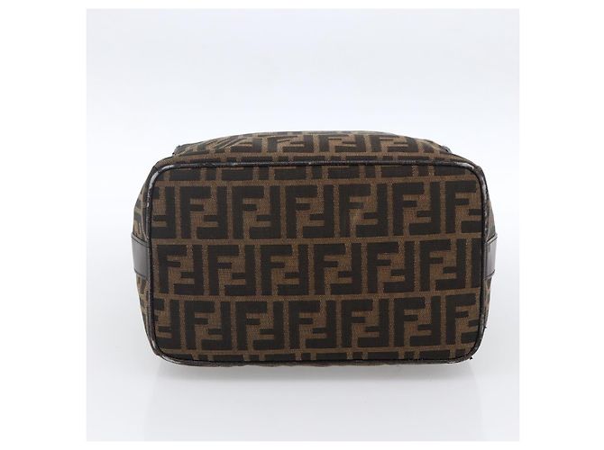 Bolsa de mão em canvas Zucca FENDI preta e marrom Auth 172749 - vista 10