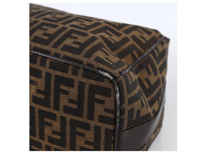 Bolsa de mão em canvas Zucca FENDI preta e marrom Auth 172749 - vista 11
