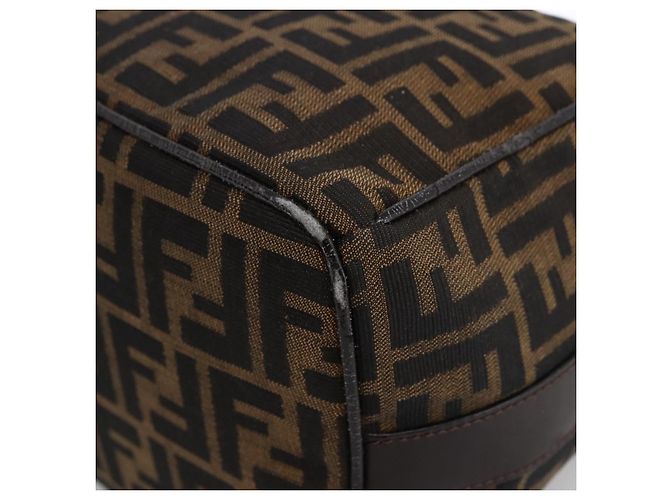 Bolsa de mão em canvas Zucca FENDI preta e marrom Auth 172749 - vista 13