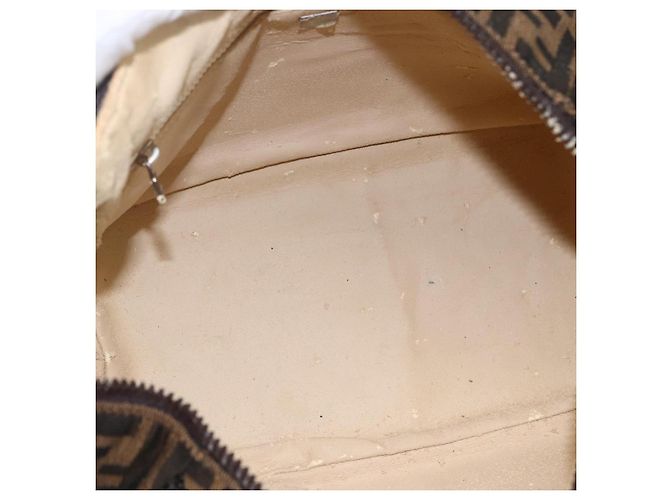 Bolsa de mão em canvas Zucca FENDI preta e marrom Auth 172749 - vista 16