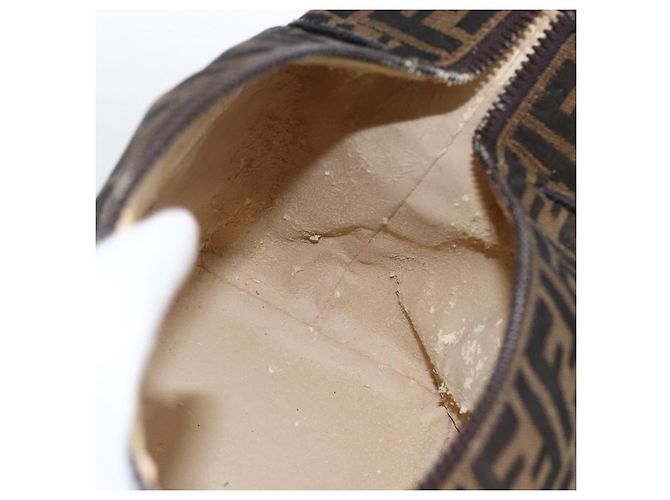 Bolsa de mão em canvas Zucca FENDI preta e marrom Auth 172749 - vista 17