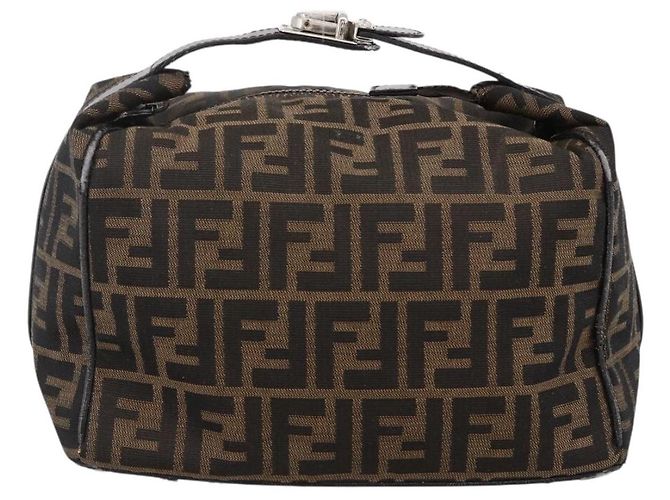 Bolsa de mão em canvas Zucca FENDI preta e marrom Auth 172749 - vista 3