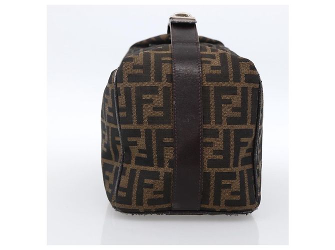 Bolsa de mão em canvas Zucca FENDI preta e marrom Auth 172749 - vista 4