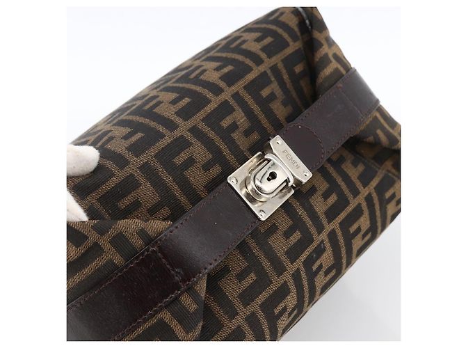 Bolsa de mão em canvas Zucca FENDI preta e marrom Auth 172749 - vista 6