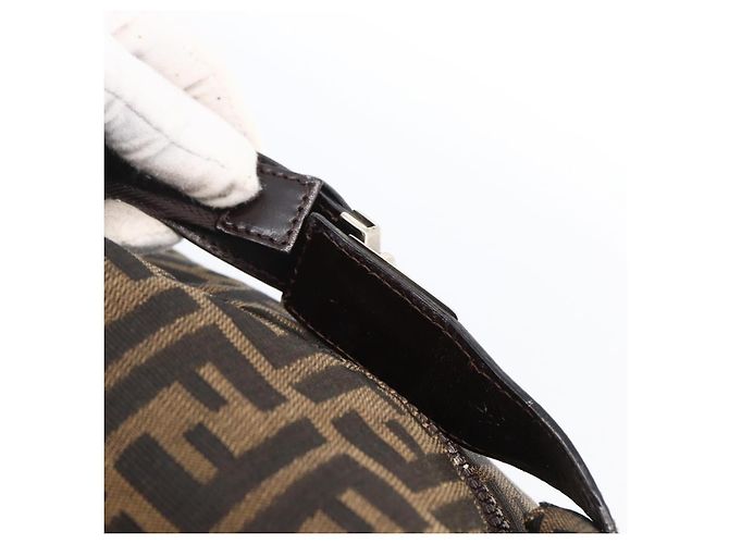 Bolsa de mão em canvas Zucca FENDI preta e marrom Auth 172749 - vista 7