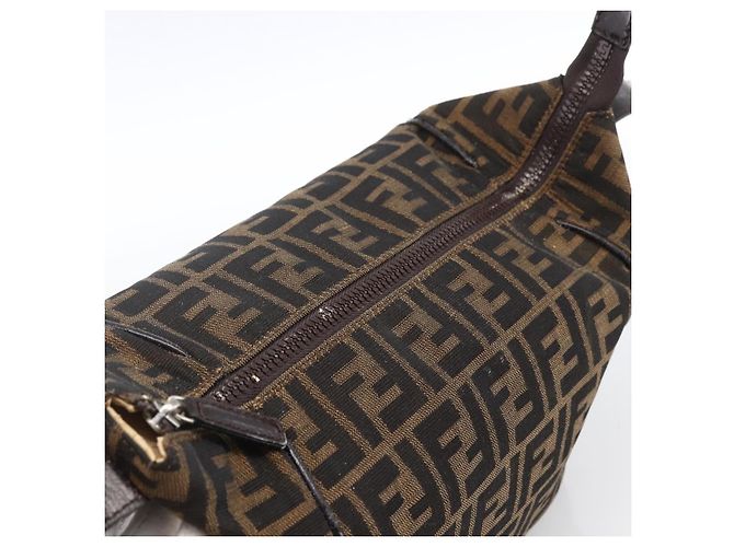 Bolsa de mão em canvas Zucca FENDI preta e marrom Auth 172749 - vista 8