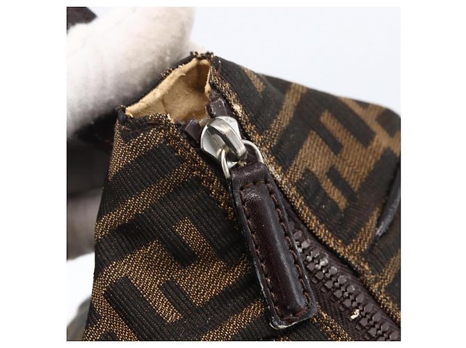 Bolsa de mão em canvas Zucca FENDI preta e marrom Auth 172749 - vista 9