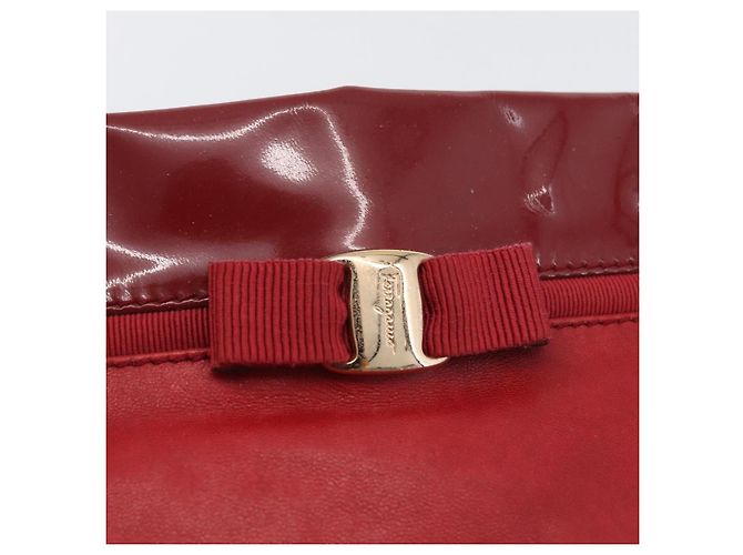 Borsa Tote Vala in pelle rossa e oro Auth LNZ476 di Salvatore Ferragamo Rosso D'oro - vista 14