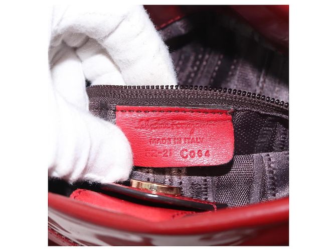 Borsa Tote Vala in pelle rossa e oro Auth LNZ476 di Salvatore Ferragamo Rosso D'oro - vista 21