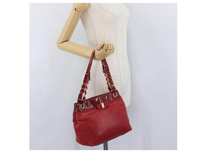 Borsa Tote Vala in pelle rossa e oro Auth LNZ476 di Salvatore Ferragamo Rosso D'oro - vista 22