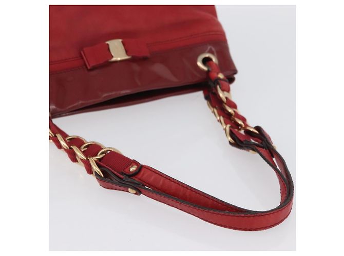 Borsa Tote Vala in pelle rossa e oro Auth LNZ476 di Salvatore Ferragamo Rosso D'oro - vista 7