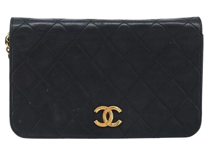 CHANEL Borsa a Spalla Matelassé in Pelle Nera con Catena Dorata CC Auth gh1758 Nero D'oro - vista 2