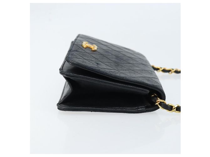CHANEL Borsa a Spalla Matelassé in Pelle Nera con Catena Dorata CC Auth gh1758 Nero D'oro - vista 4