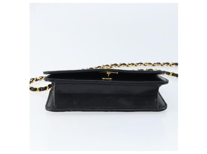 CHANEL Borsa a Spalla Matelassé in Pelle Nera con Catena Dorata CC Auth gh1758 Nero D'oro - vista 9