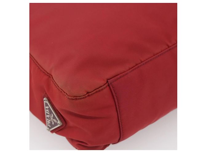 PRADA Borsa a mano in nylon rosso argento Auth bs33614 - vista 11