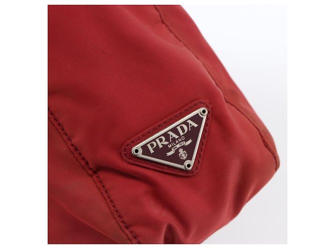 PRADA Borsa a mano in nylon rosso argento Auth bs33614 - vista 14