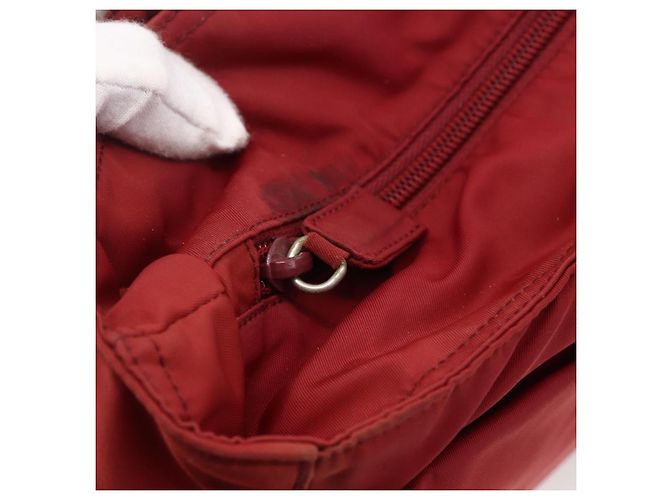 PRADA Borsa a mano in nylon rosso argento Auth bs33614 - vista 15