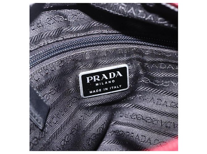 PRADA Borsa a mano in nylon rosso argento Auth bs33614 - vista 16