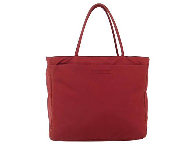 PRADA Borsa a mano in nylon rosso argento Auth bs33614 - vista 2