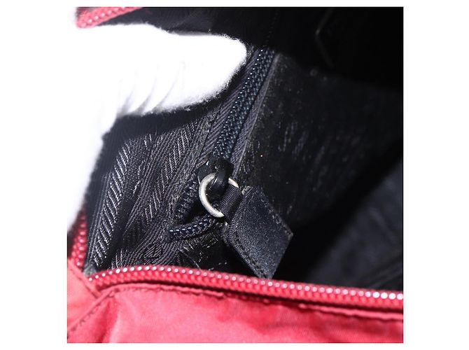 PRADA Borsa a mano in nylon rosso argento Auth bs33614 - vista 20