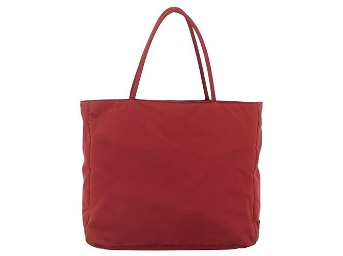 PRADA Borsa a mano in nylon rosso argento Auth bs33614 - vista 3