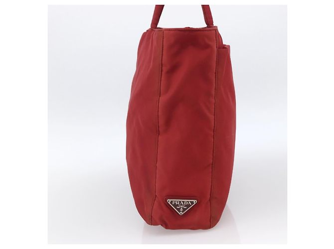 PRADA Borsa a mano in nylon rosso argento Auth bs33614 - vista 4