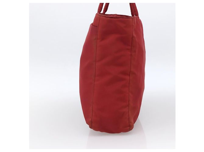 PRADA Borsa a mano in nylon rosso argento Auth bs33614 - vista 5