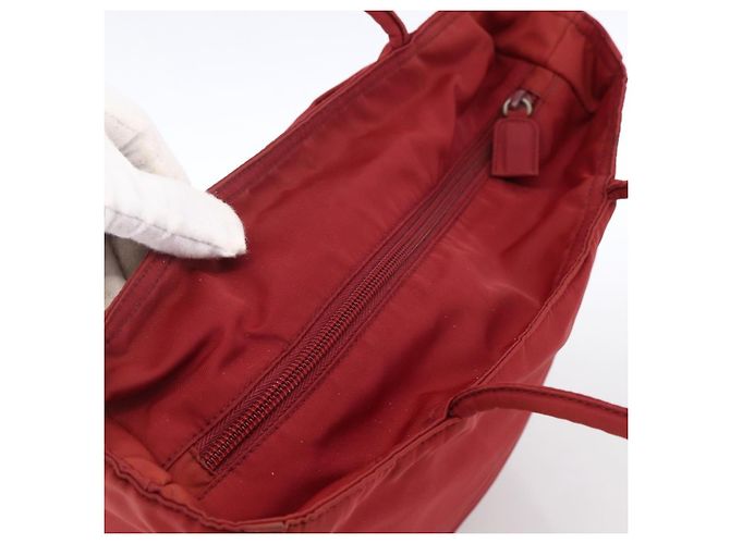 PRADA Borsa a mano in nylon rosso argento Auth bs33614 - vista 6