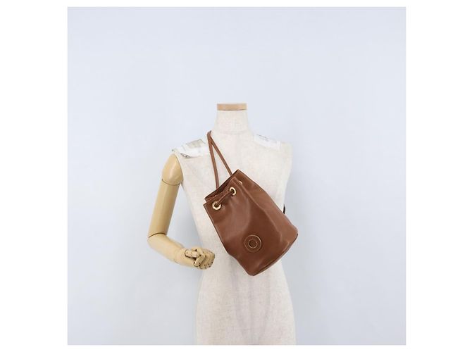 Céline Borsa a corpo CELINE in pelle marrone dorato Auth bs33578 D'oro - vista 21