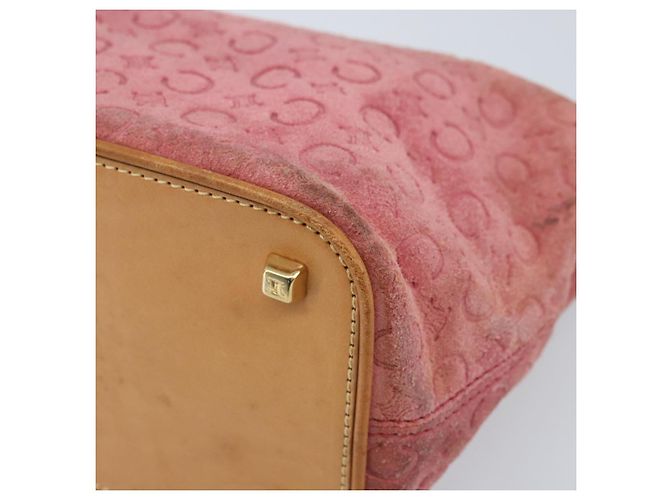 Céline Borsa a spalla in tela Macadam C di CELINE in suede rosa e oro Auth LNZ353 D'oro - vista 10