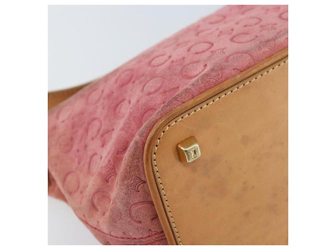 Céline Borsa a spalla in tela Macadam C di CELINE in suede rosa e oro Auth LNZ353 D'oro - vista 11