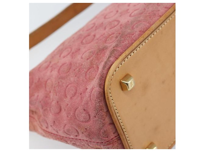 Céline Borsa a spalla in tela Macadam C di CELINE in suede rosa e oro Auth LNZ353 D'oro - vista 13