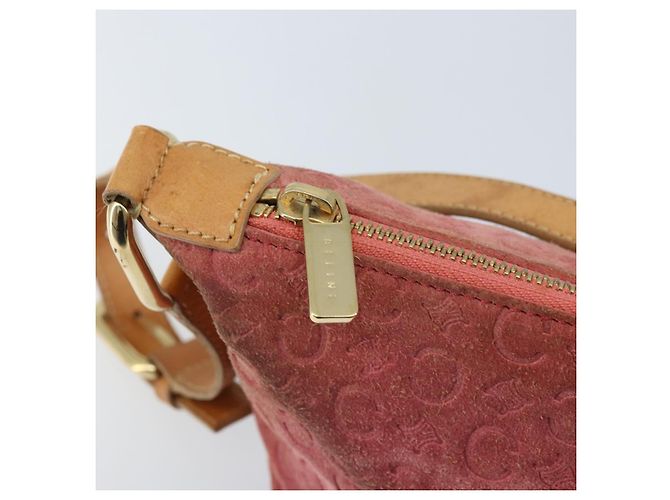 Céline Borsa a spalla in tela Macadam C di CELINE in suede rosa e oro Auth LNZ353 D'oro - vista 15