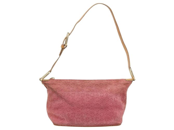 Céline Borsa a spalla in tela Macadam C di CELINE in suede rosa e oro Auth LNZ353 D'oro - vista 2