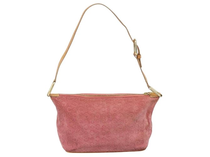 Céline Borsa a spalla in tela Macadam C di CELINE in suede rosa e oro Auth LNZ353 D'oro - vista 3