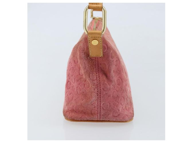 Céline Borsa a spalla in tela Macadam C di CELINE in suede rosa e oro Auth LNZ353 D'oro - vista 4