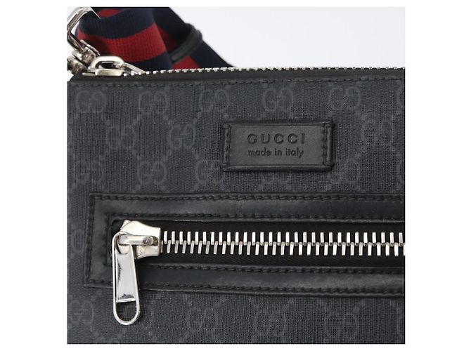 Borsa a Spalla Gucci GG Supreme Sherry Line PVC Nero Argento 523599 Auth gh1751 - vista 14