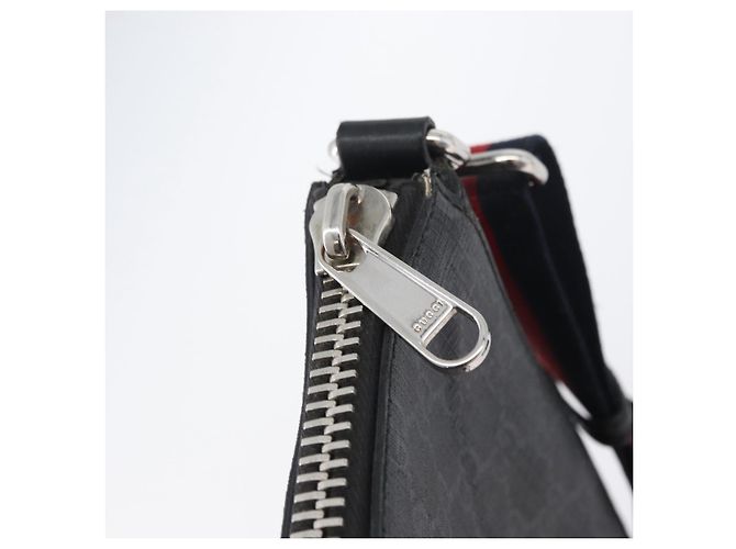Borsa a Spalla Gucci GG Supreme Sherry Line PVC Nero Argento 523599 Auth gh1751 - vista 15