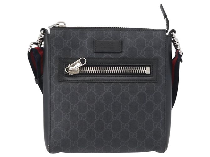 Borsa a Spalla Gucci GG Supreme Sherry Line PVC Nero Argento 523599 Auth gh1751 - vista 2
