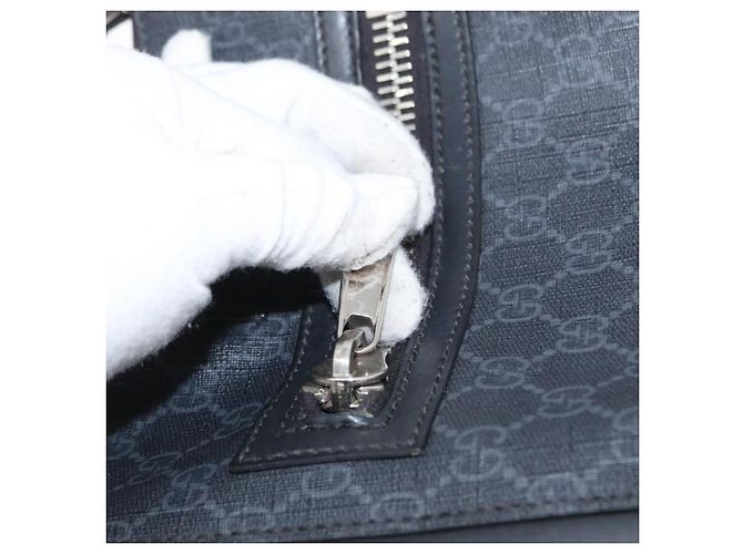 Borsa a Spalla Gucci GG Supreme Sherry Line PVC Nero Argento 523599 Auth gh1751 - vista 21