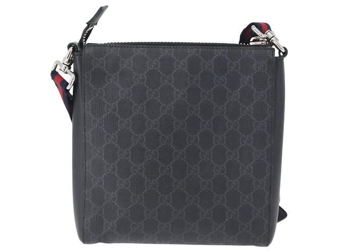Borsa a Spalla Gucci GG Supreme Sherry Line PVC Nero Argento 523599 Auth gh1751 - vista 3