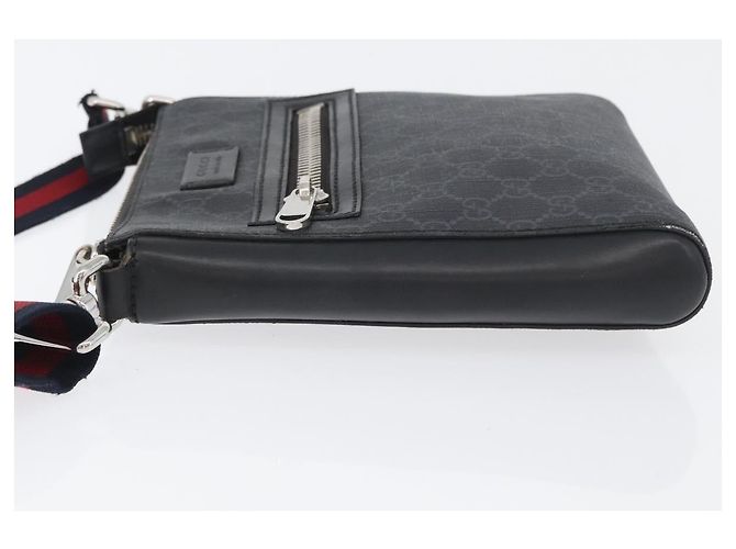 Borsa a Spalla Gucci GG Supreme Sherry Line PVC Nero Argento 523599 Auth gh1751 - vista 5