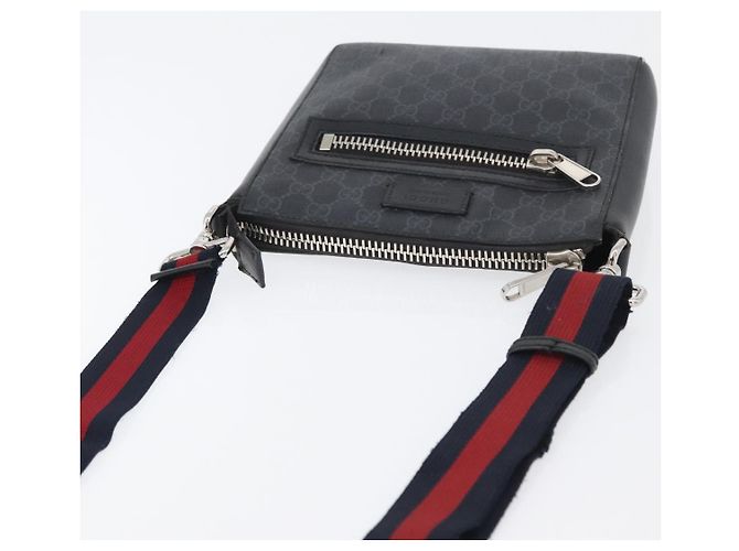 Borsa a Spalla Gucci GG Supreme Sherry Line PVC Nero Argento 523599 Auth gh1751 - vista 6