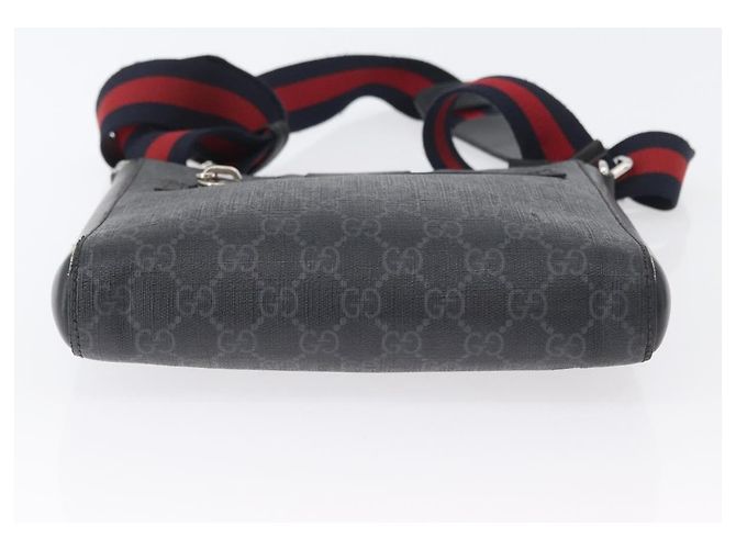 Borsa a Spalla Gucci GG Supreme Sherry Line PVC Nero Argento 523599 Auth gh1751 - vista 9