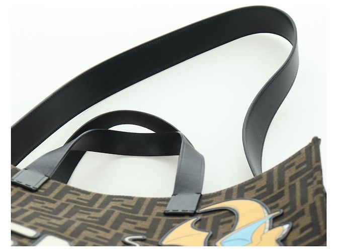 Borsa FENDI Zucca Canvas Fragment x Pokemon 2way Marrone Nero Auth 171492SM - vista 10