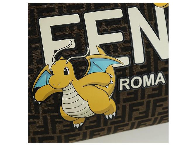 Borsa FENDI Zucca Canvas Fragment x Pokemon 2way Marrone Nero Auth 171492SM - vista 18