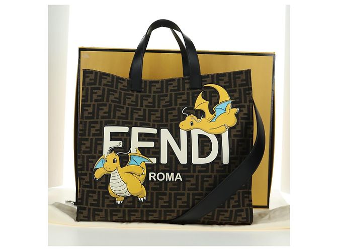 Borsa FENDI Zucca Canvas Fragment x Pokemon 2way Marrone Nero Auth 171492SM - vista 28