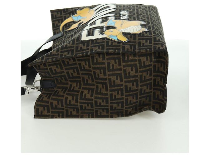 Borsa FENDI Zucca Canvas Fragment x Pokemon 2way Marrone Nero Auth 171492SM - vista 4